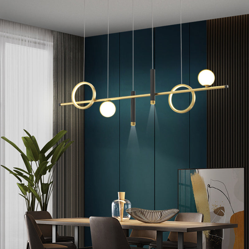 Modern Creative LED Island Light Aluminium Linear Pendant Light with Acrylic Shade