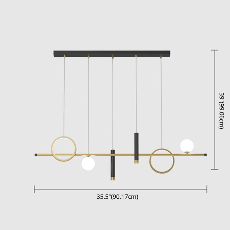 Modern Creative LED Island Light Aluminium Linear Pendant Light with Acrylic Shade