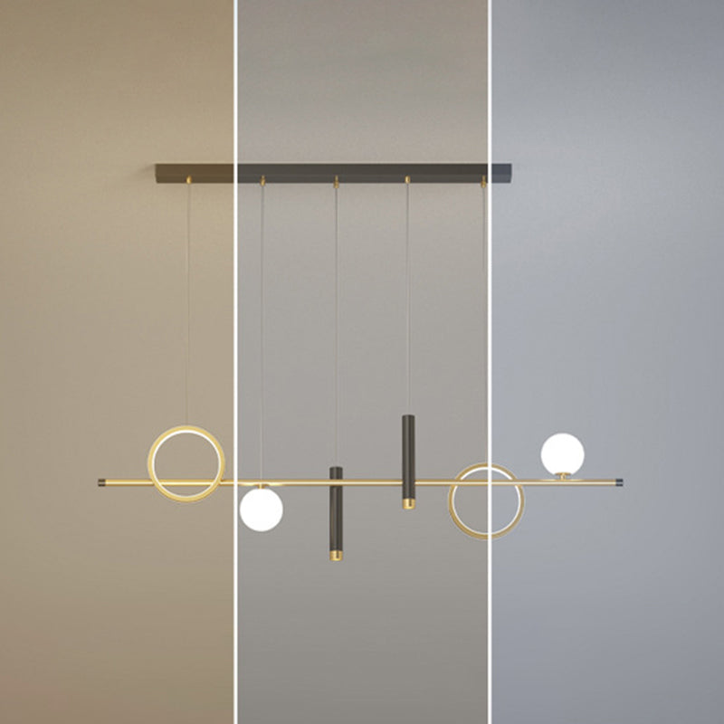 Modern Creative LED Island Light Aluminium Linear Pendant Light with Acrylic Shade