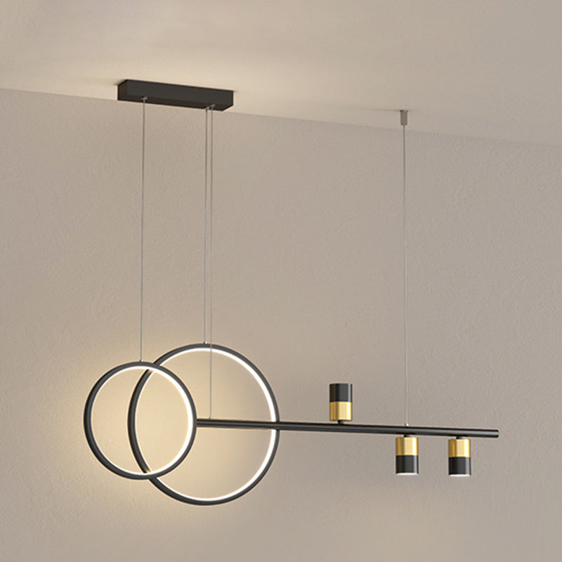 Black and Gold LED Island Pendant Light in Modern Creative Style Wrought Iron Linear Hanging Light with Acrylic Shade
