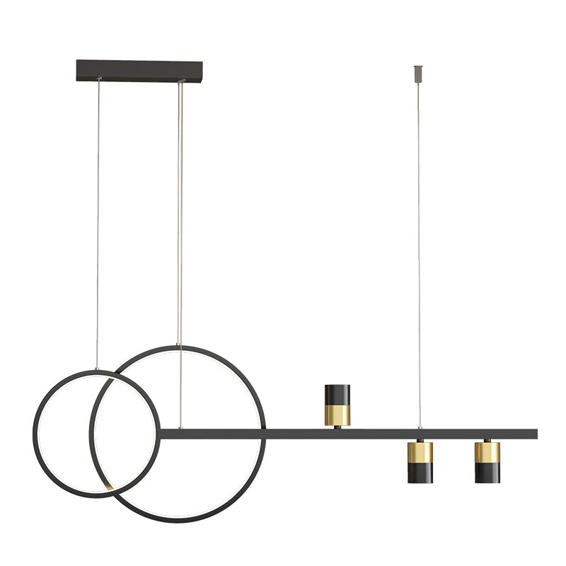 Black and Gold LED Island Pendant Light in Modern Creative Style Wrought Iron Linear Hanging Light with Acrylic Shade