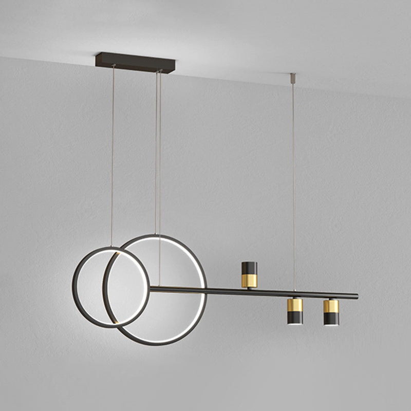 Black and Gold LED Island Pendant Light in Modern Creative Style Wrought Iron Linear Hanging Light with Acrylic Shade