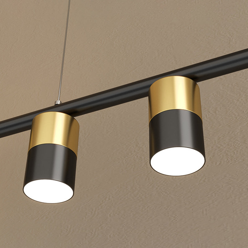 Black and Gold LED Island Pendant Light in Modern Creative Style Wrought Iron Linear Hanging Light with Acrylic Shade