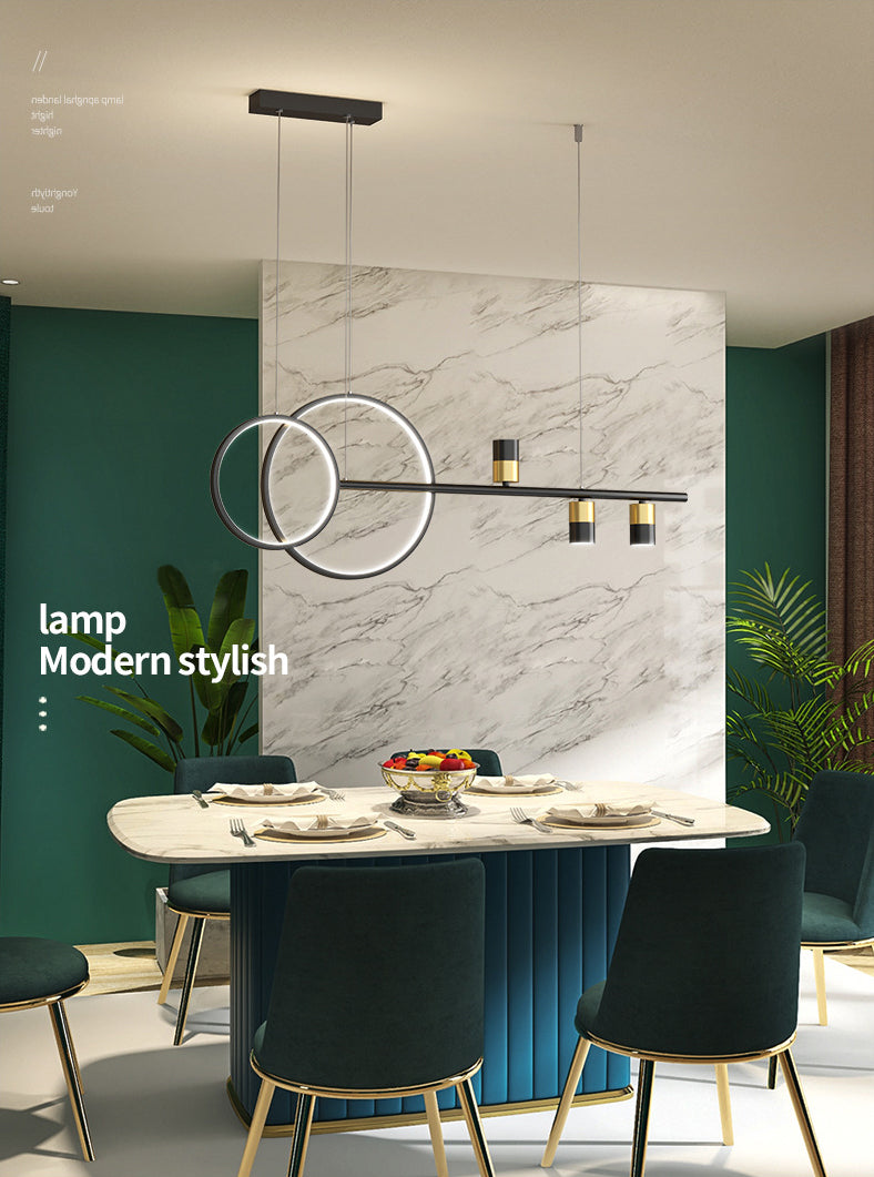 Black and Gold LED Island Pendant Light in Modern Creative Style Wrought Iron Linear Hanging Light with Acrylic Shade