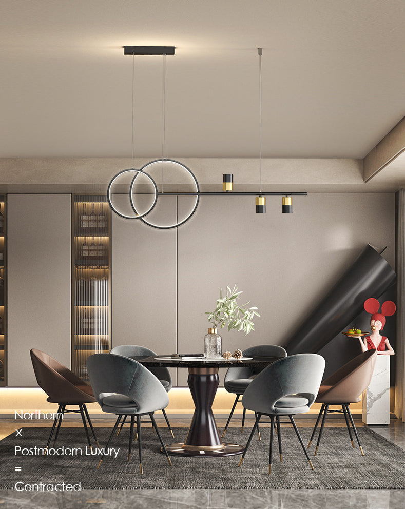 Black and Gold LED Island Pendant Light in Modern Creative Style Wrought Iron Linear Hanging Light with Acrylic Shade