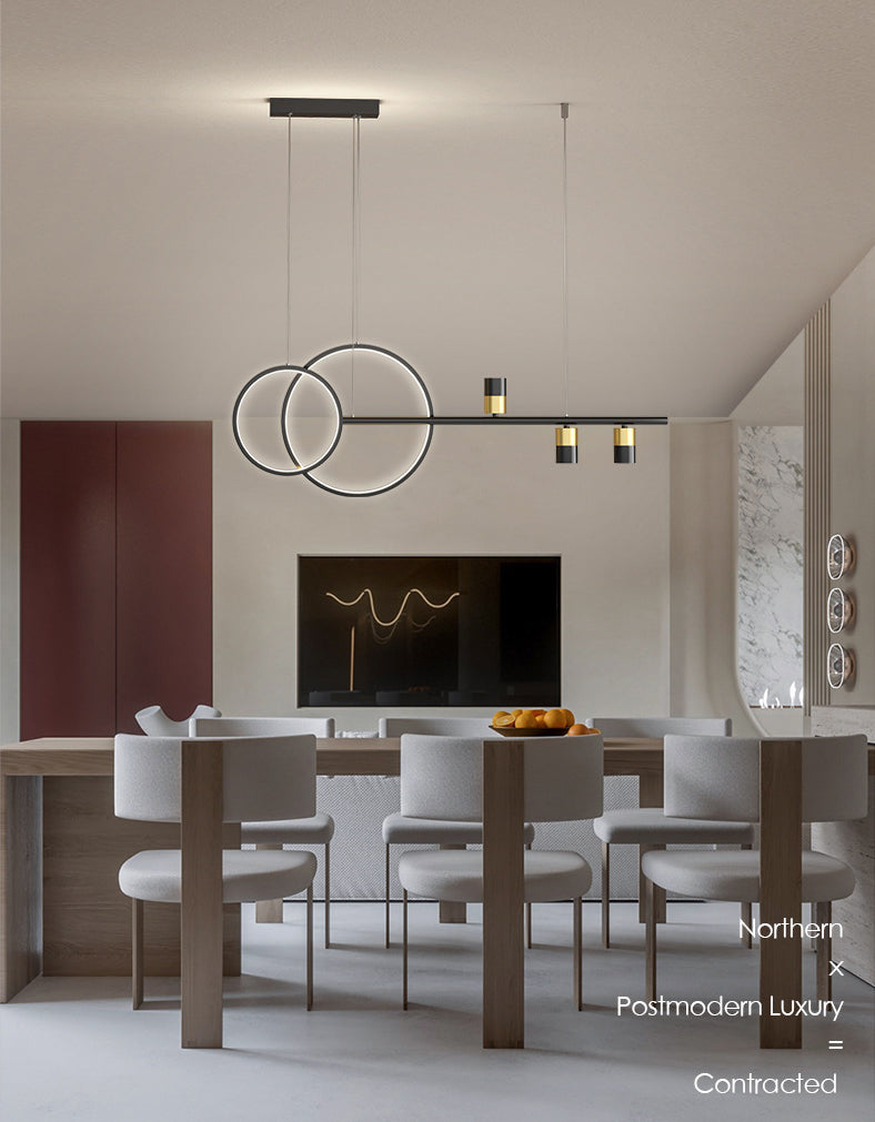 Black and Gold LED Island Pendant Light in Modern Creative Style Wrought Iron Linear Hanging Light with Acrylic Shade