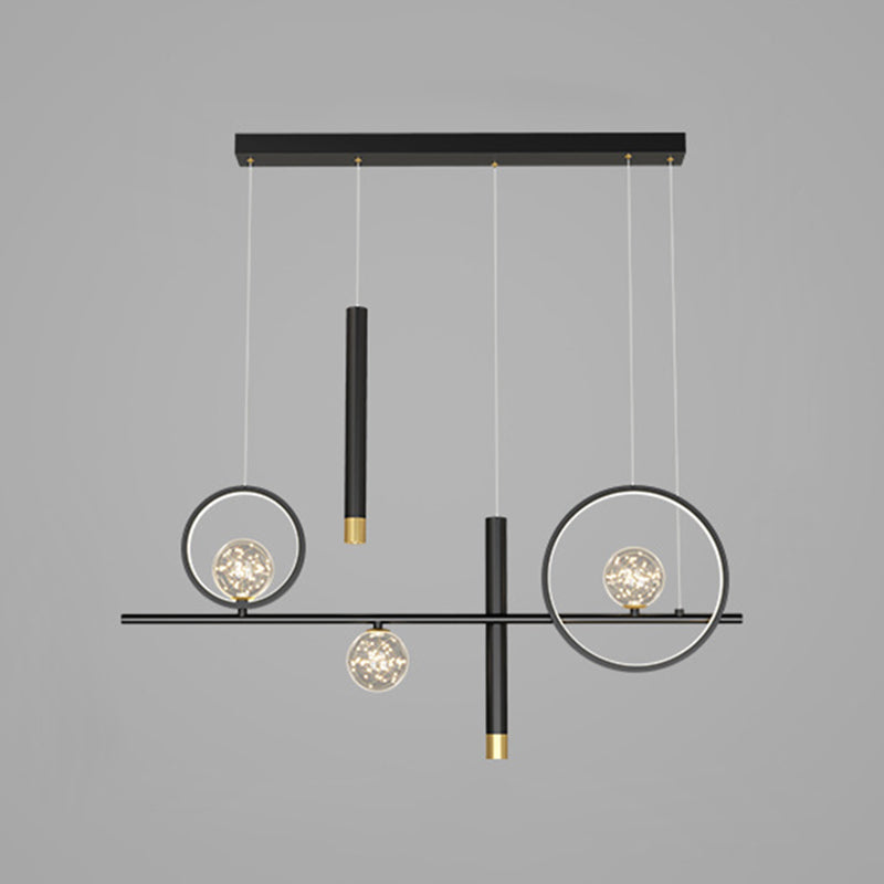 Black LED Island Pendant Light in Modern Creative Style Aluminium Linear Pendant Light with Silicone Shade