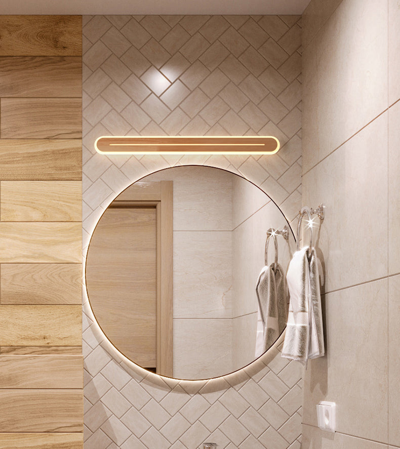 Luci da parete di vanità lineari Vintage Modern Simplicity Speccone parete in legno per bagno