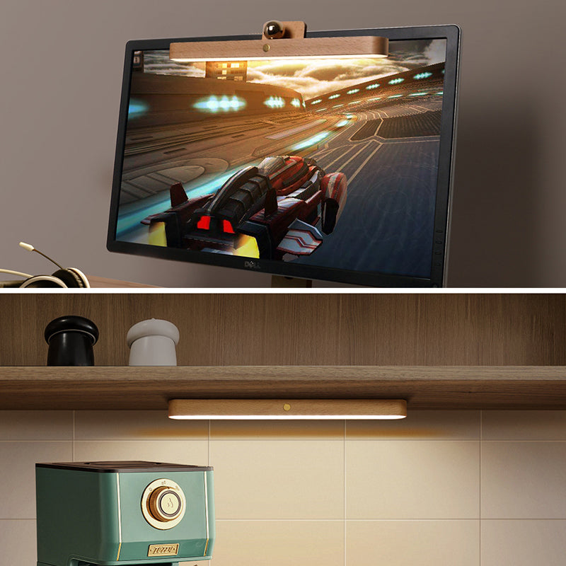 Simplicity Elongated Vanity Mirror Lights Wood Wall Light Fixtures for Bathroom