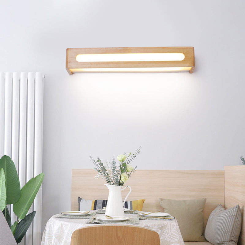 Simplicity Rectangle Vanity Mirror Lights Wood Wall Light Fixtures for Bathroom