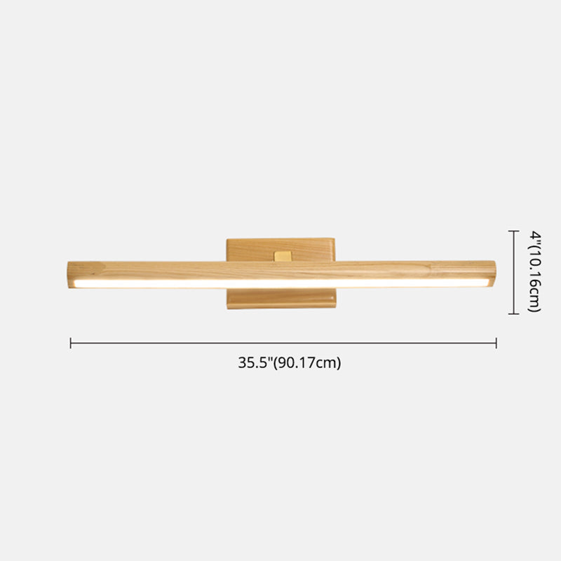 Simplicity Elongated Vanity Mirror Lights Wood Wall Light Fixtures for Bathroom