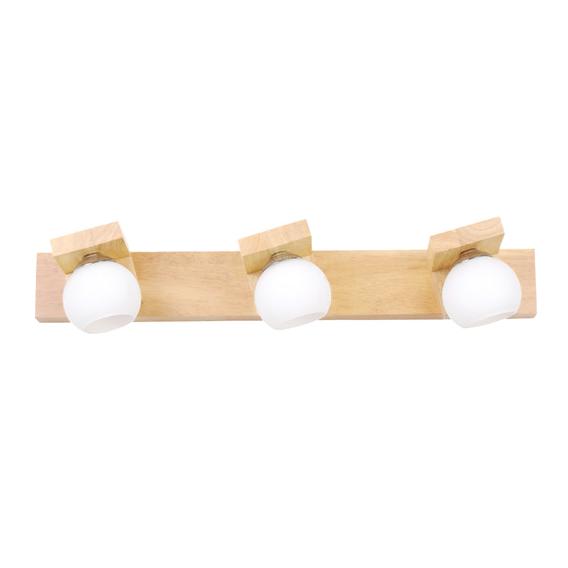 Spherical Bathroom Wall Sconce Lighting Wooden Simplicity Style Sconce Light Fixture in Wood