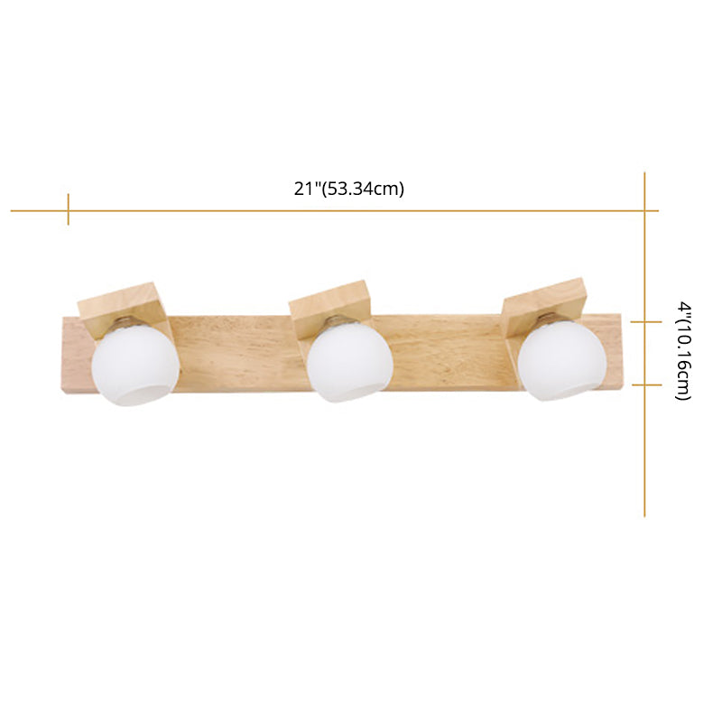 Spherical Bathroom Wall Sconce Lighting Wooden Simplicity Style Sconce Light Fixture in Wood