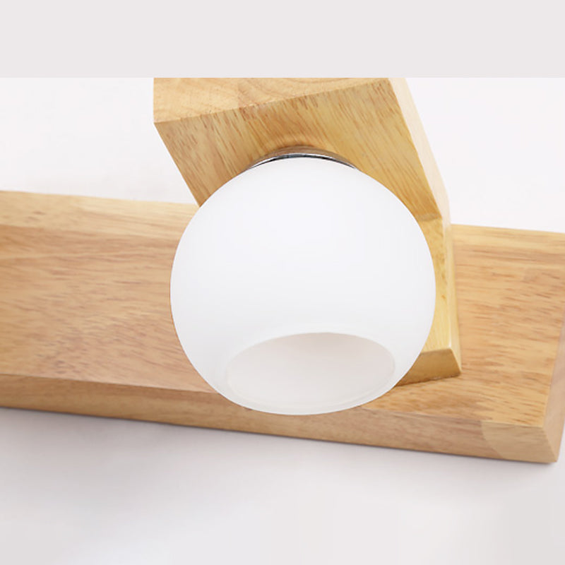 Spherical Bathroom Wall Sconce Lighting Wooden Simplicity Style Sconce Light Fixture in Wood