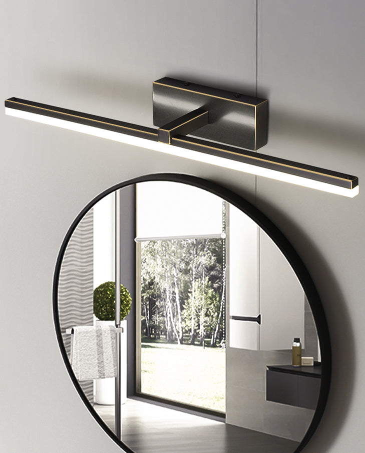 Modern Minimalist Style Linear Wall Mounted Vanity Lights Copper Flush Mount Wall Sconce for Bathroom