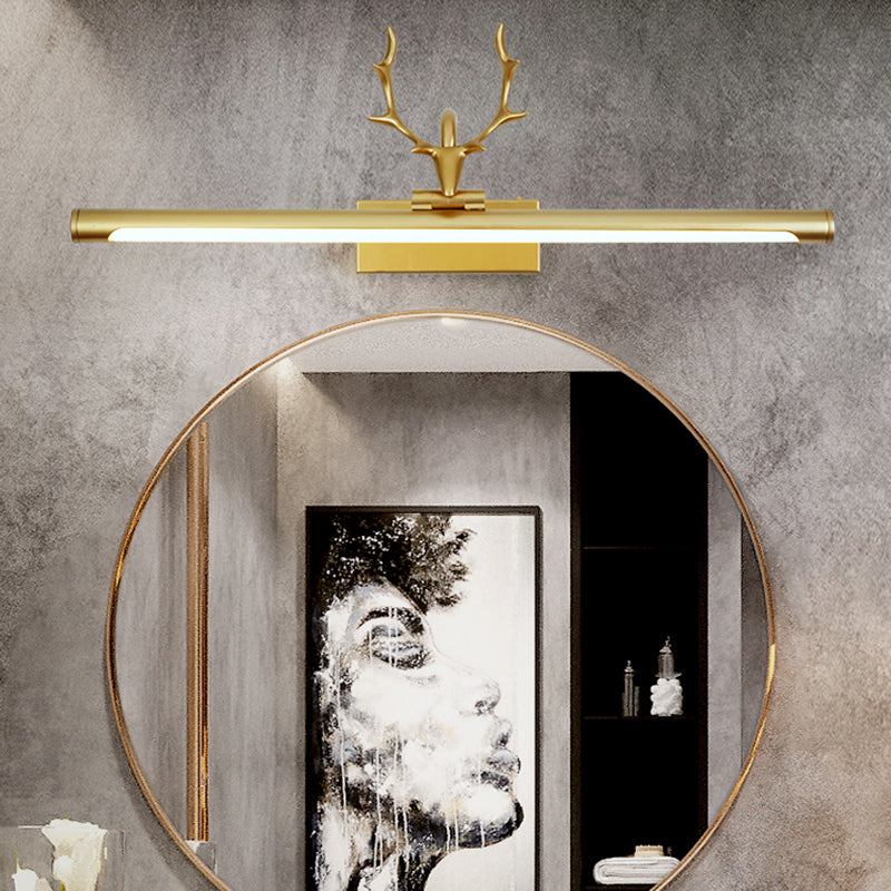 Modern Minimalist Style Straight Wall Mounted Lighting Aluminum Vanity Wall Sconce with Antlers