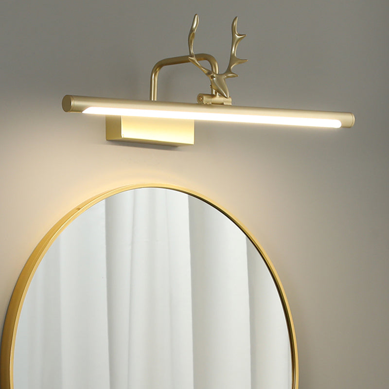 Modern Minimalist Style Straight Wall Mounted Lighting Aluminum Vanity Wall Sconce with Antlers