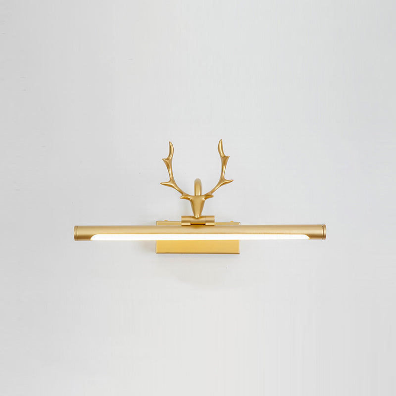 Modern Minimalist Style Straight Wall Mounted Lighting Aluminum Vanity Wall Sconce with Antlers