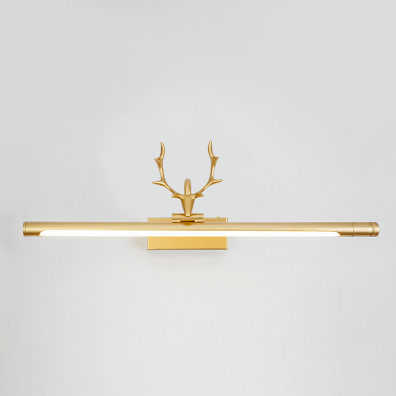 Modern Minimalist Style Straight Wall Mounted Lighting Aluminum Vanity Wall Sconce with Antlers