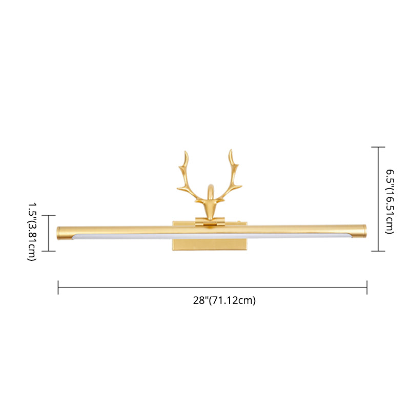Modern Minimalist Style Straight Wall Mounted Lighting Aluminum Vanity Wall Sconce with Antlers