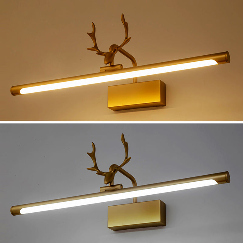 Modern Minimalist Style Straight Wall Mounted Lighting Aluminum Vanity Wall Sconce with Antlers