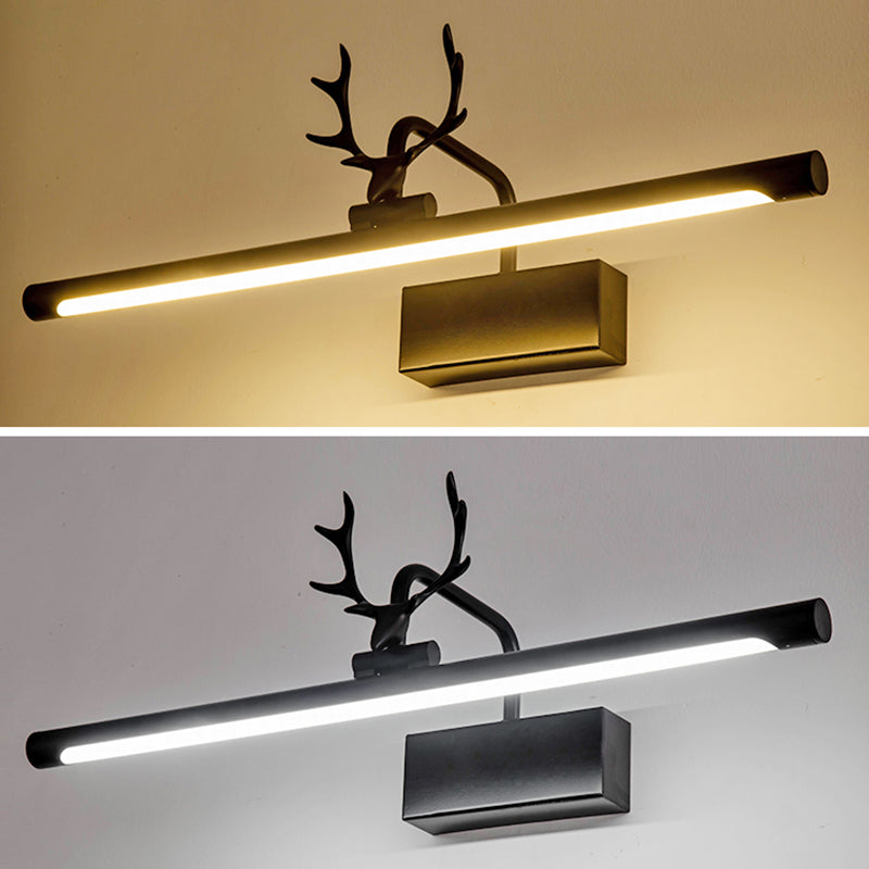 Modern Minimalist Style Straight Wall Mounted Lighting Aluminum Vanity Wall Sconce with Antlers