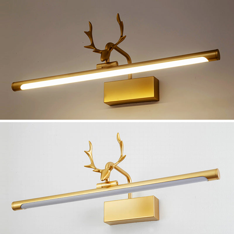 Modern Minimalist Style Straight Wall Mounted Lighting Aluminum Vanity Wall Sconce with Antlers