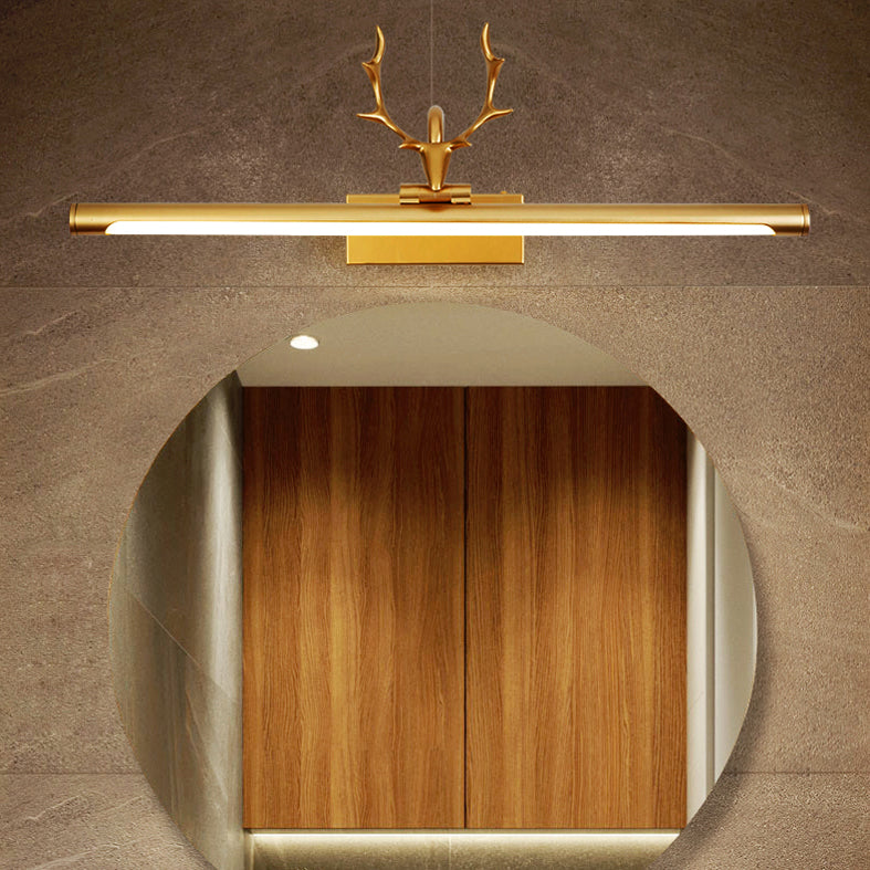 Modern Minimalist Style Straight Wall Mounted Lighting Aluminum Vanity Wall Sconce with Antlers