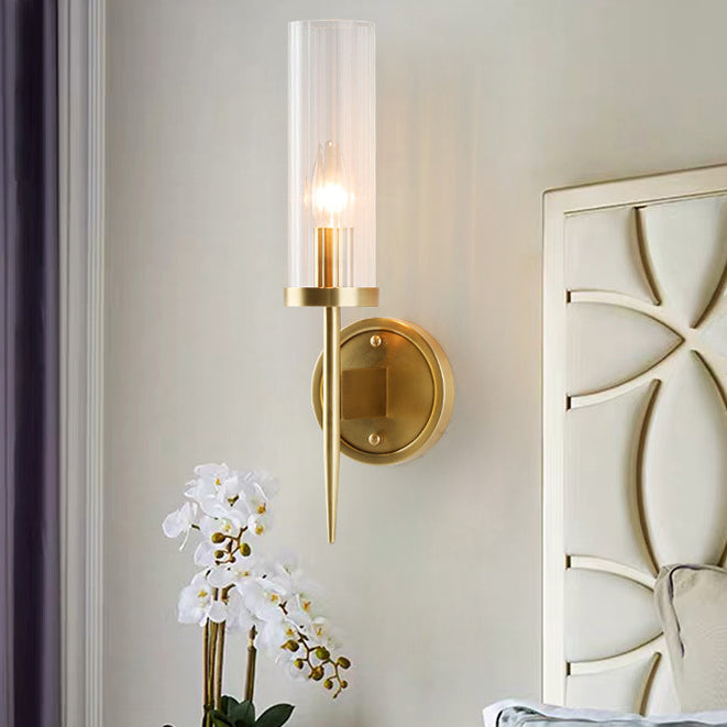 Tradizionale semplicità cilindro vanità paperfiepce lampada da monte a parete vetro per bagno