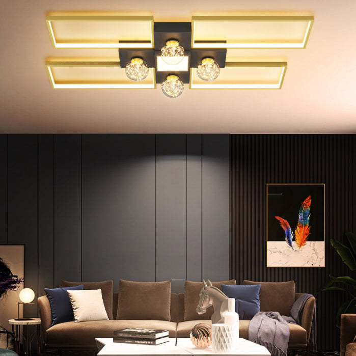 Modern Luxury Style Spherical Flush Mount Ceiling Light Fixtures Glass Ceiling Mount Chandelier