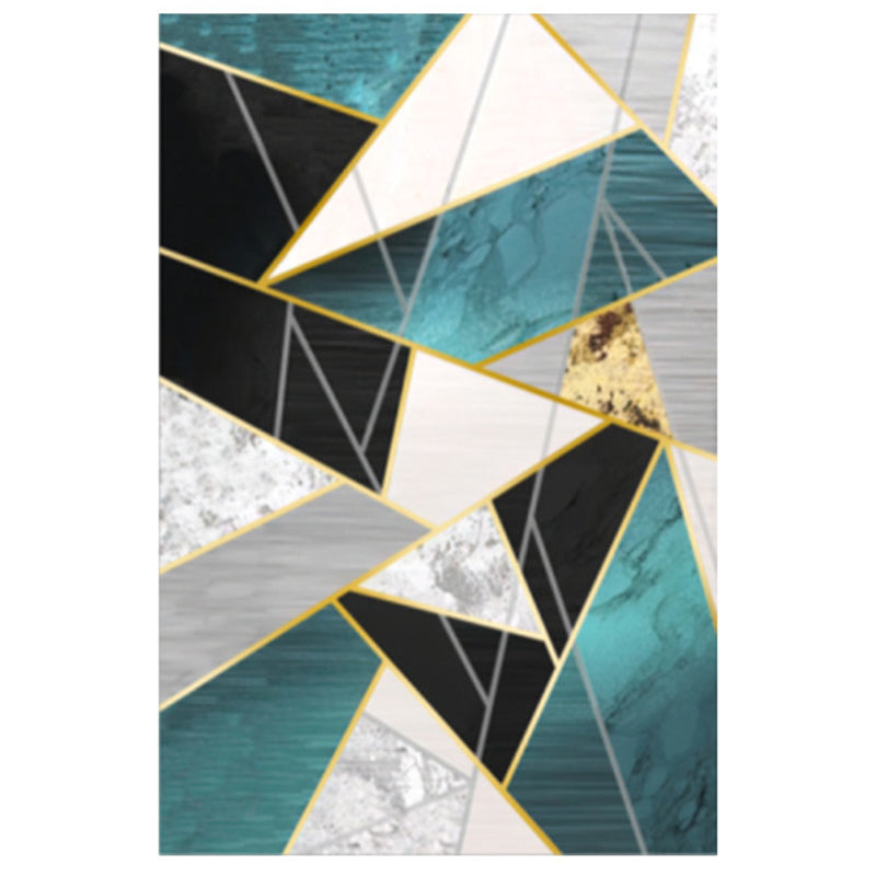 Color Mixed Home Decoration Carpet Simple Geometric Splicing Printed Area Rug Polyester with Non-Slip Backing Rug