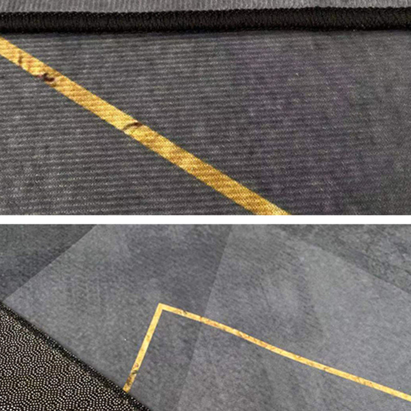 Grey Tone Modern Area Carpet Polyester Geometric Splicing Indoor Rug Anti-Slip Backing Carpet for Living Room