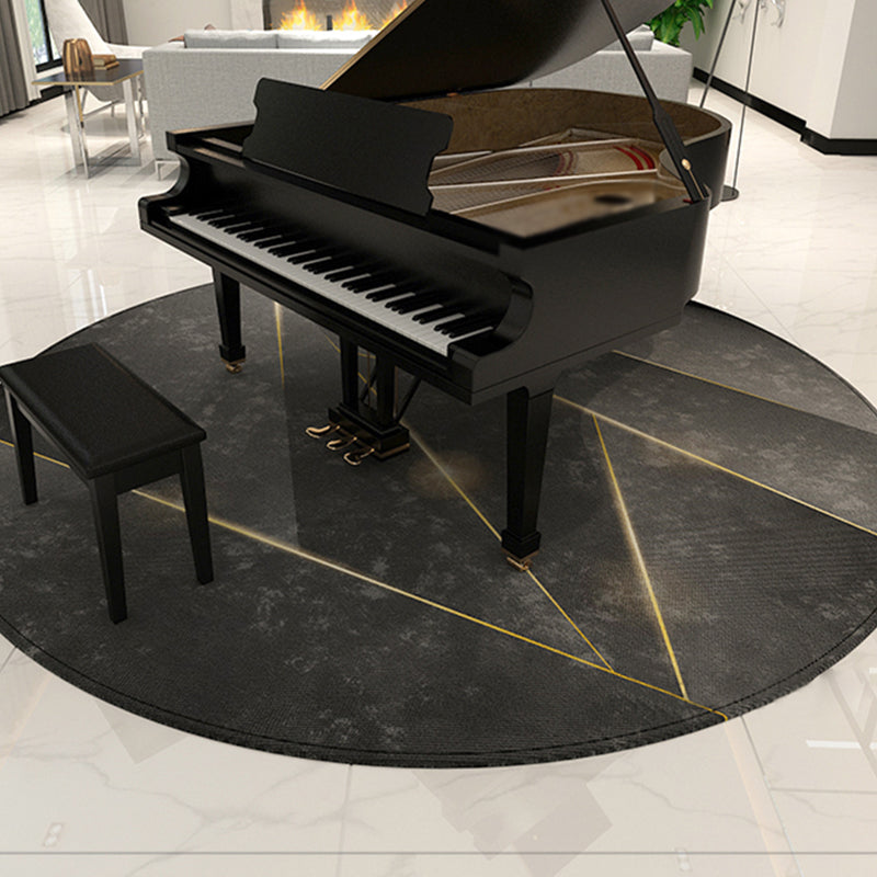 Tone noir rond Casual Indoor tapis polyester tapis imprime