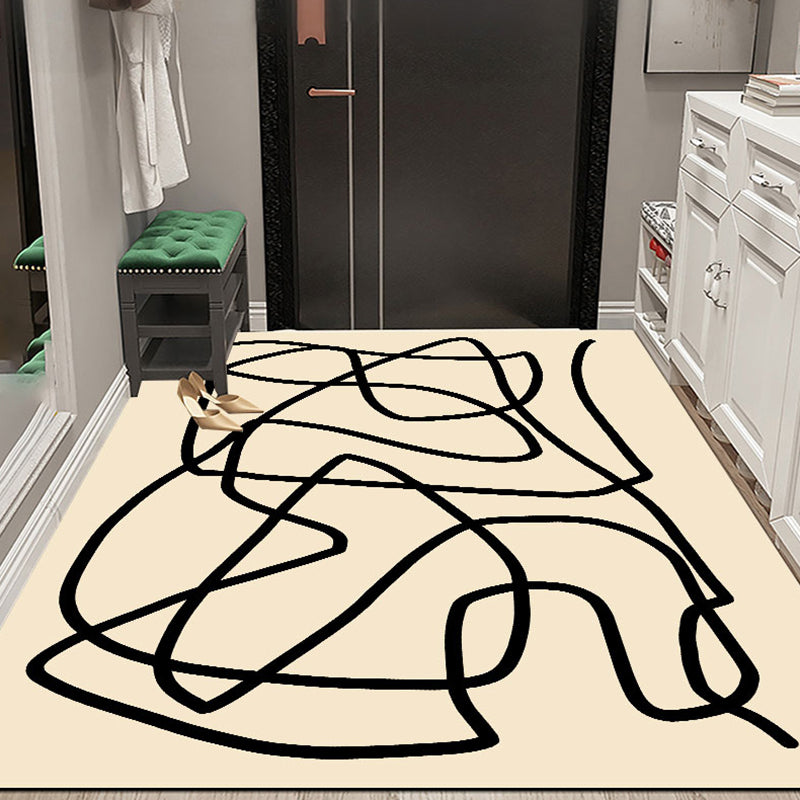 Simple Solid Color Modern Rug Polyester Color Block Splicing Area Rug Non-Slip Backing Carpet for Living Room