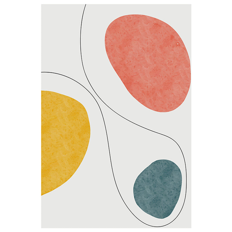 Casual Color Block Carpet White Tone Polyester Rug Anti-Slip Backing Carpet for Living Room