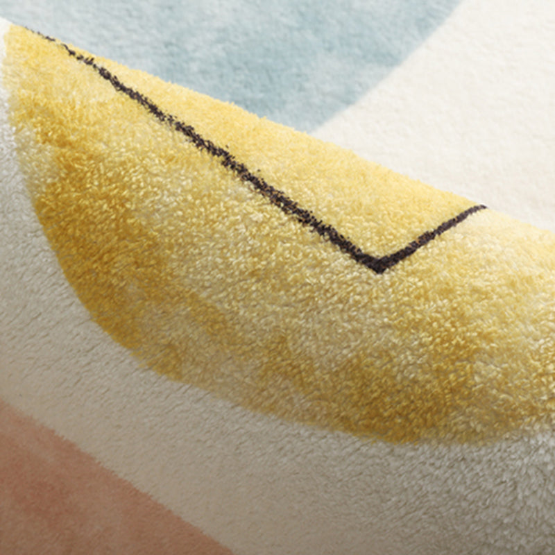 Casual Color Block Carpet White Tone Polyester Rug Anti-Slip Backing Carpet for Living Room