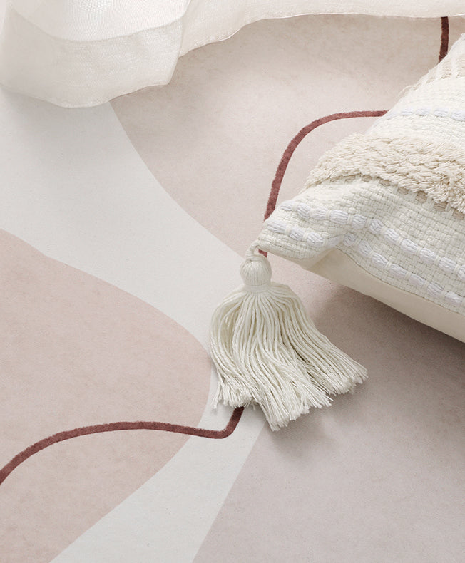 Apricot Tone Modern Indoor Rug Polyester Abstractic Print Carpet Easy Care Rug for Home Decoration