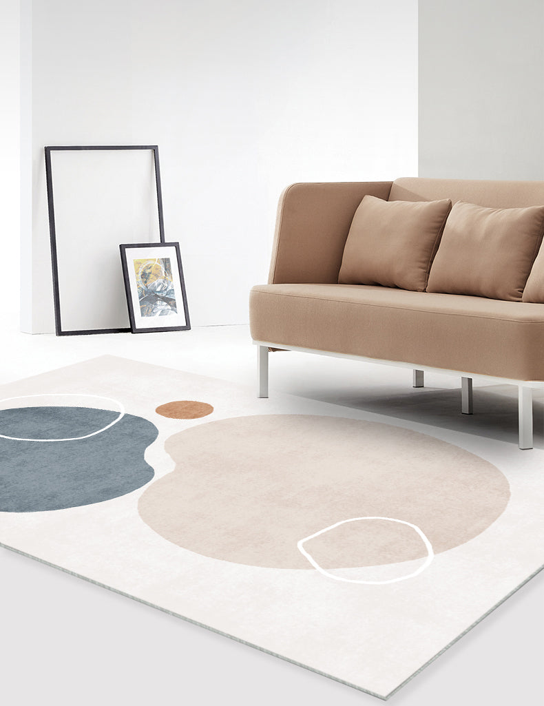 Apricot Tone Modern Indoor Rug Polyester Abstractic Print Carpet Easy Care Rug for Home Decoration