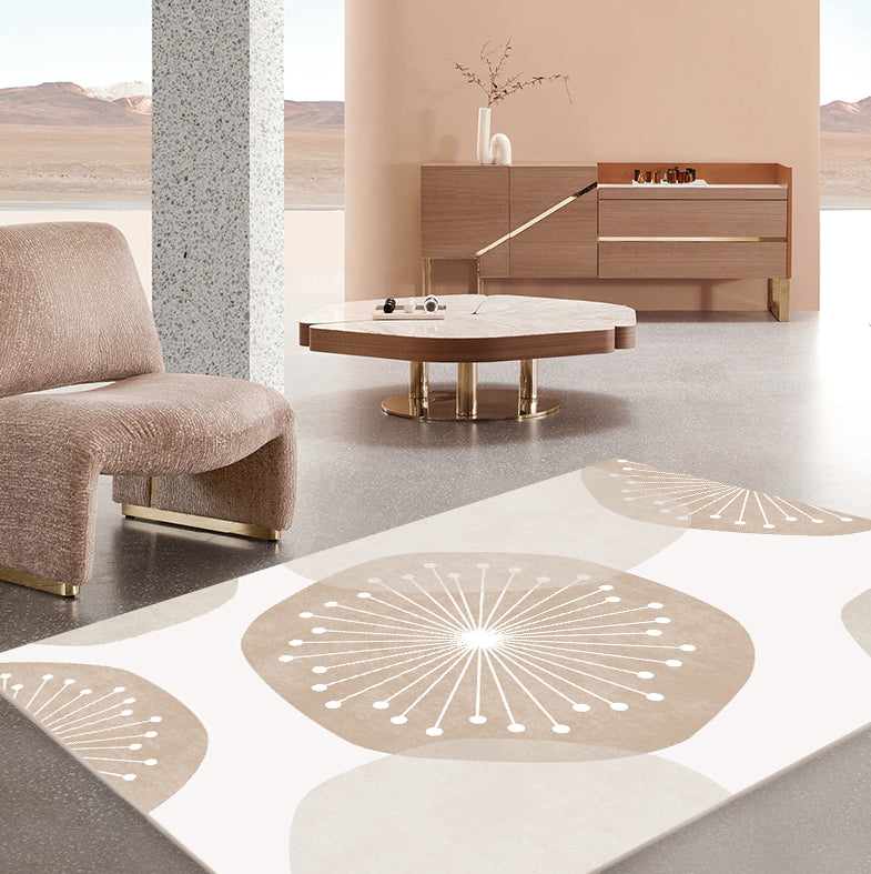 Apricot Tone Modern Indoor Rug Polyester Abstractic Print Carpet Easy Care Rug for Home Decoration