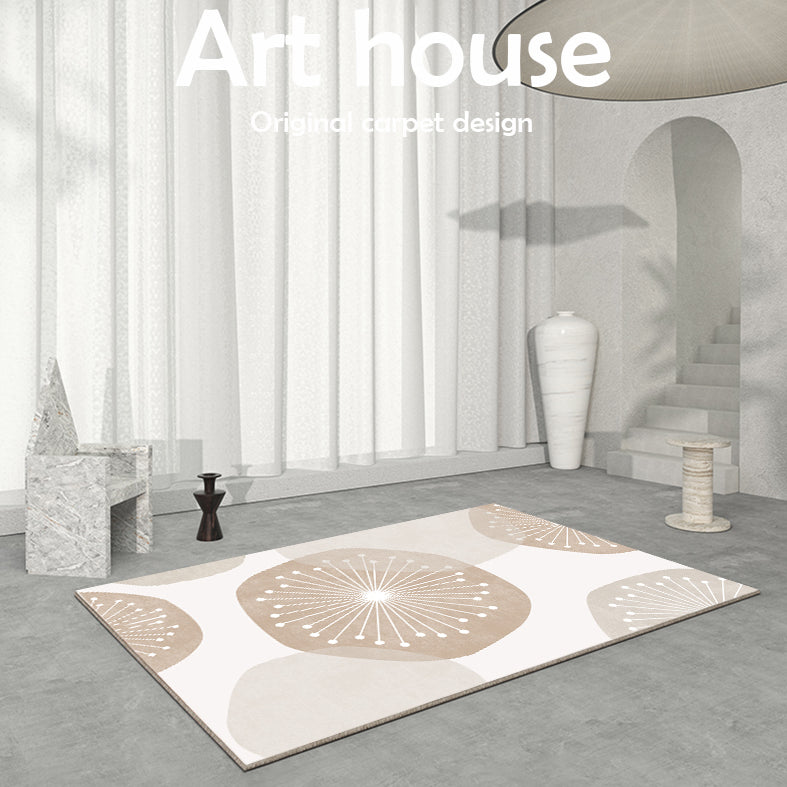 Apricot Tone Modern Indoor Rug Polyester Abstractic Print Carpet Easy Care Rug for Home Decoration