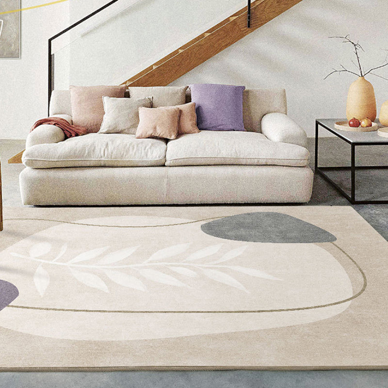 Apricot Tone Home Decoration Carpet Modern Color Block Printed Area Rug Polyester with Non-Slip Backing Rug