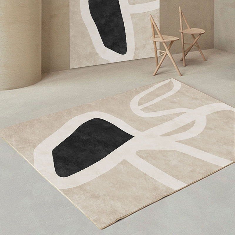 Apricot Tone Home Decoration Carpet Modern Color Block Printed Area Rug Polyester with Non-Slip Backing Rug