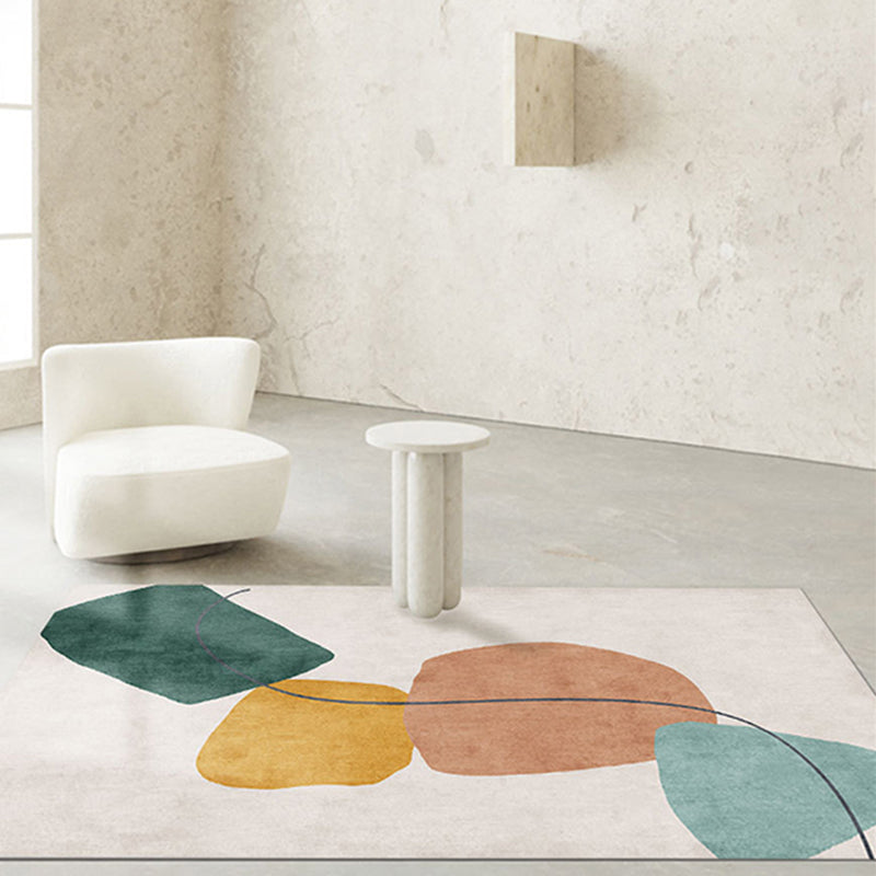 Apricot Tone Home Decoration Carpet Modern Color Block Printed Area Rug Polyester with Non-Slip Backing Rug
