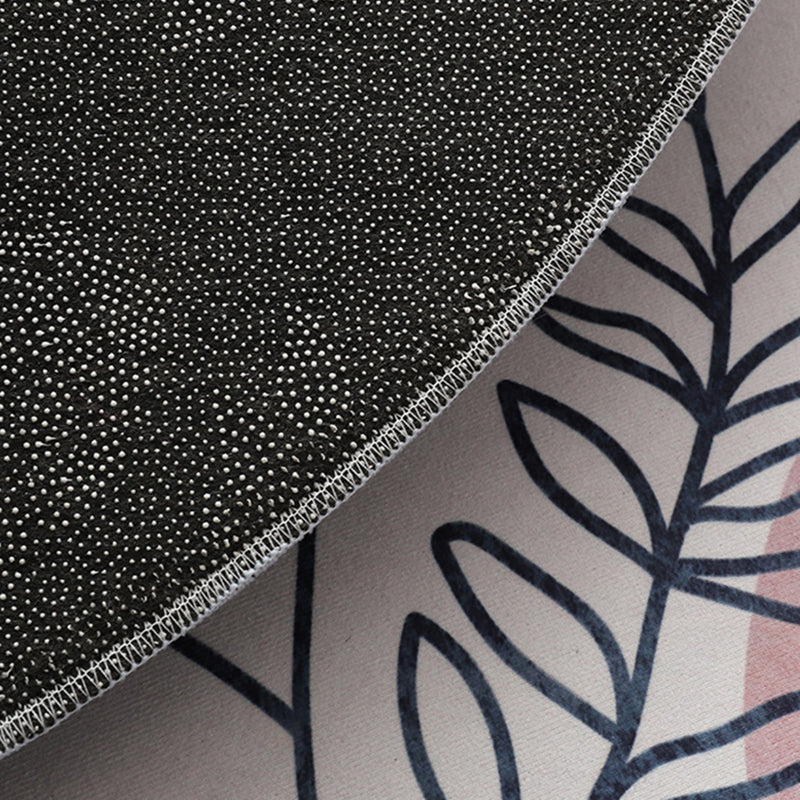 Round Light Color Abstract Lines Print Rug Polyester Modern Anti-Slip Backing Indoor Rug for Living Room