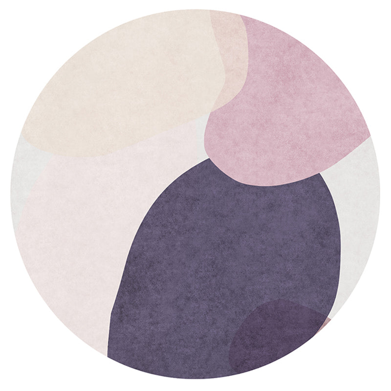Round Nordic Irregular Color Block Pattern Rug Apricot Tone Polyester Carpet Stain Resistant Indoor Rug for Home Decor
