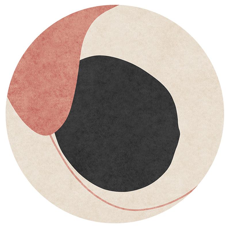 Round Nordic Irregular Color Block Pattern Rug Apricot Tone Polyester Carpet Stain Resistant Indoor Rug for Home Decor