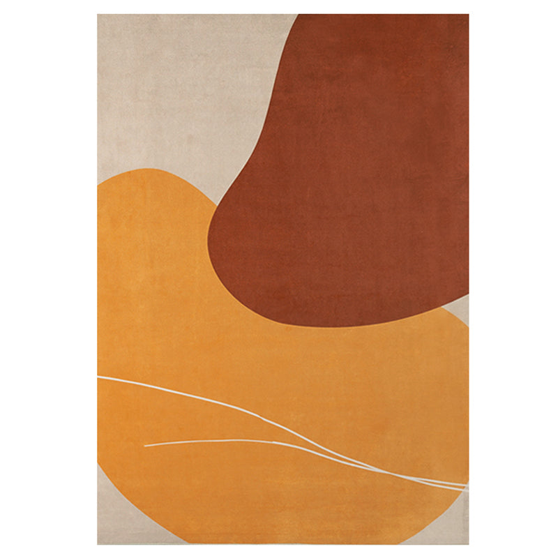 Apricot Tone Home Decoration Carpet Simplicity Color Block Printed Area Rug Polyester with Non-Slip Backing Rug