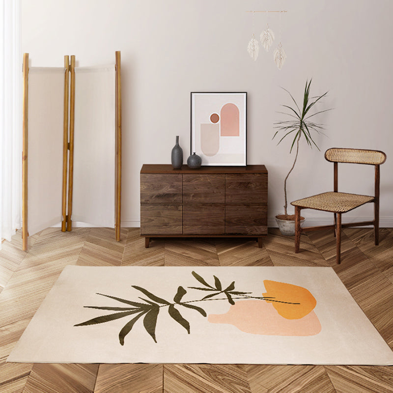 Apricot Tone Home Decoration Carpet Simplicity Color Block Printed Area Rug Polyester with Non-Slip Backing Rug