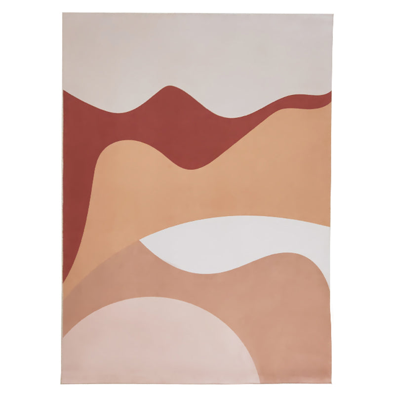 Apricot Tone Home Decoration Carpet Simplicity Color Block Printed Area Rug Polyester with Non-Slip Backing Rug