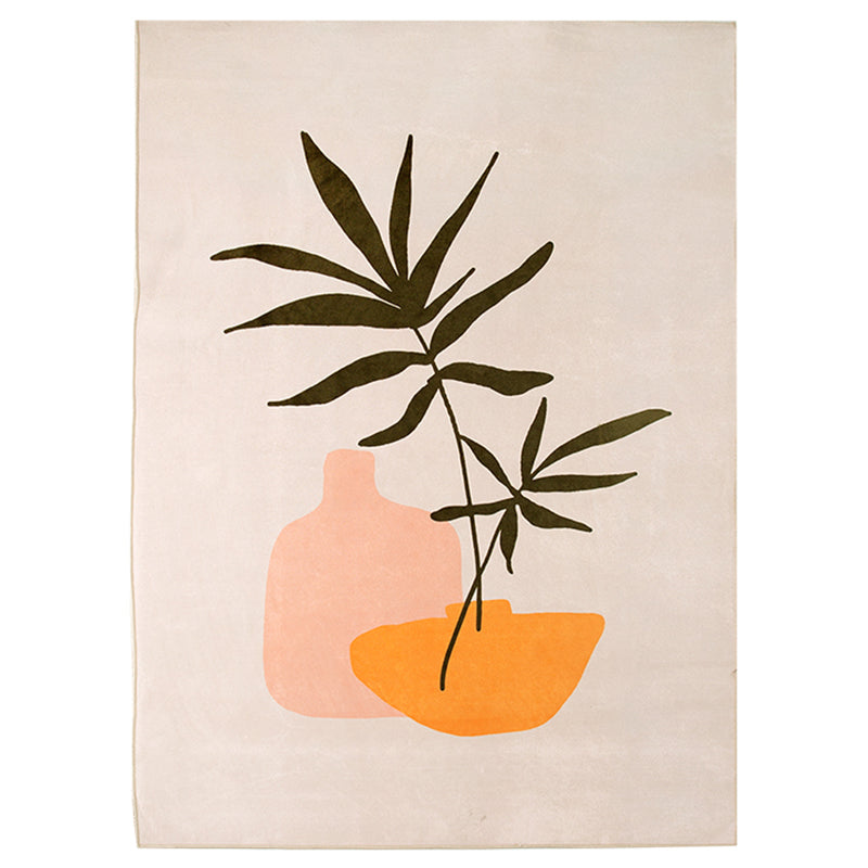 Apricot Tone Home Decoration Carpet Simplicity Color Block Printed Area Rug Polyester with Non-Slip Backing Rug